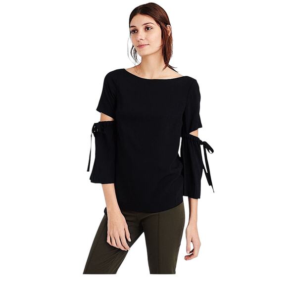 Club Monaco Sandrella Flare Bow Split Bow Sleeve Top Black Size S - Picture 1 of 7